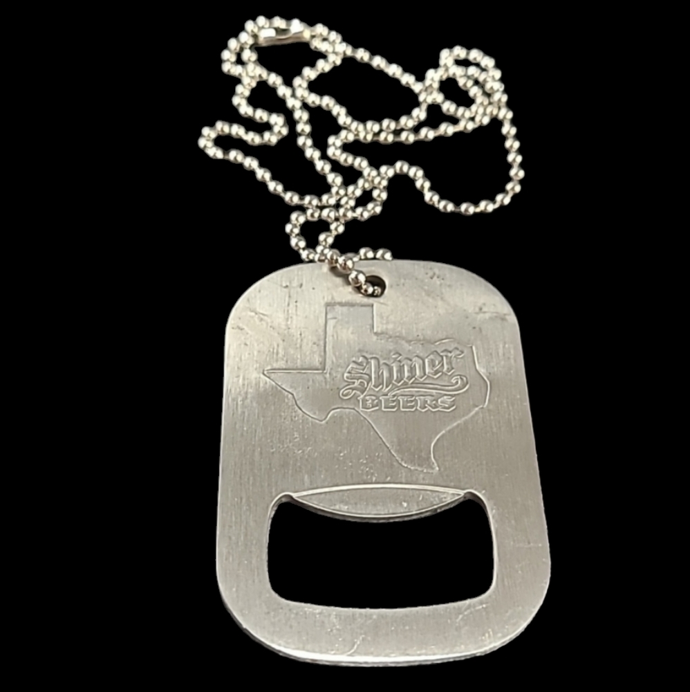 NEW SHINER BEER DOG TAG BOTTLE OPENER WITH CHAIN